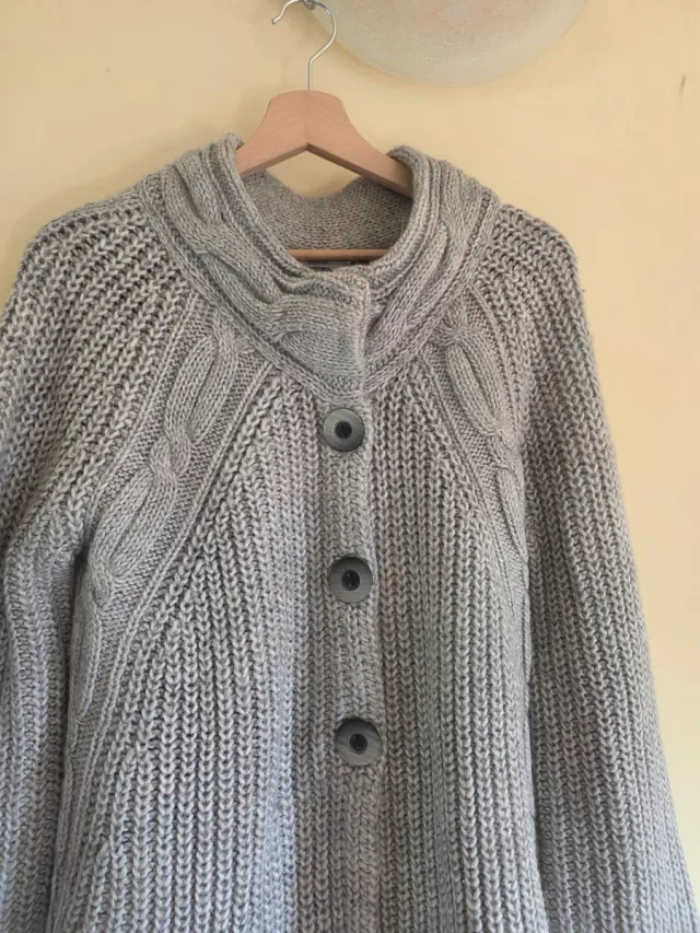 Gilet L XL svasato in maglia donna grigio lavorato