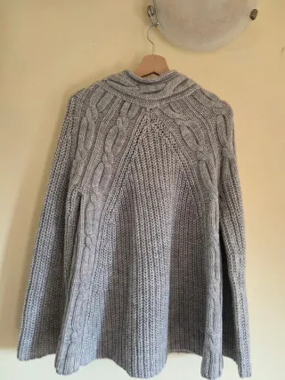 Gilet L XL svasato in maglia donna grigio lavorato