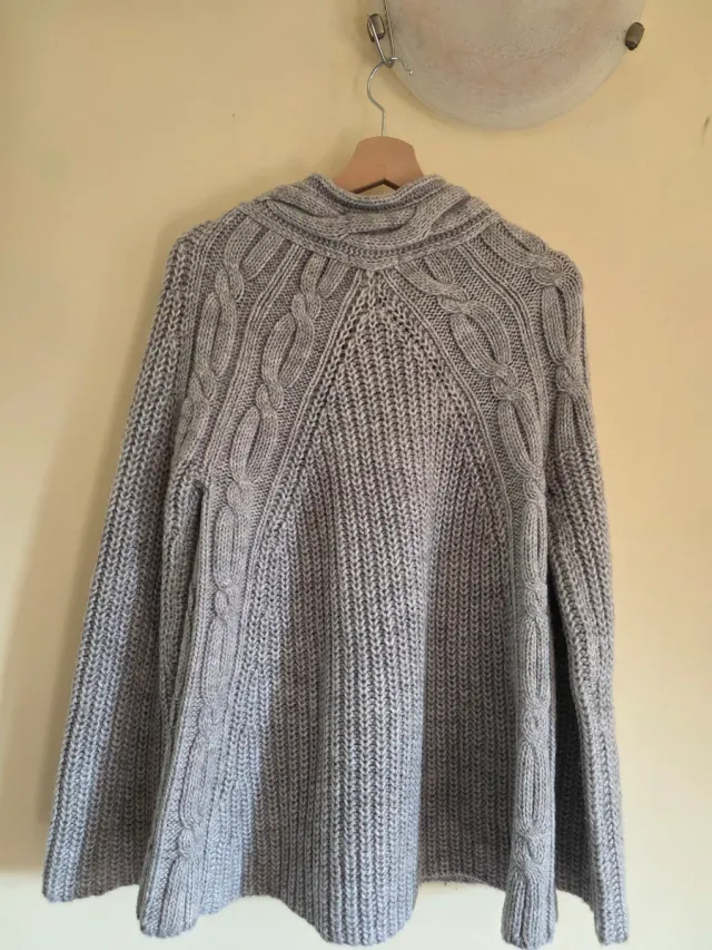 Gilet L XL svasato in maglia donna grigio lavorato