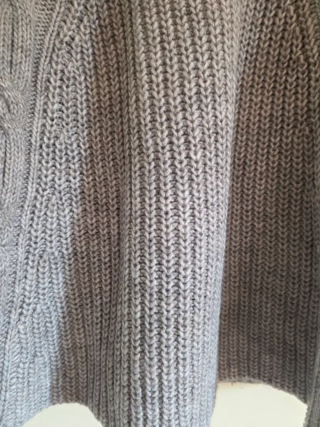 Gilet L XL svasato in maglia donna grigio lavorato