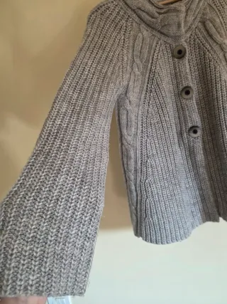 Gilet L XL svasato in maglia donna grigio lavorato