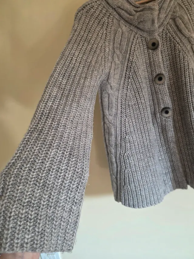 Gilet L XL svasato in maglia donna grigio lavorato