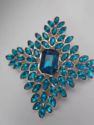 Broche con turquesa dorado joyas bisutería regalo 