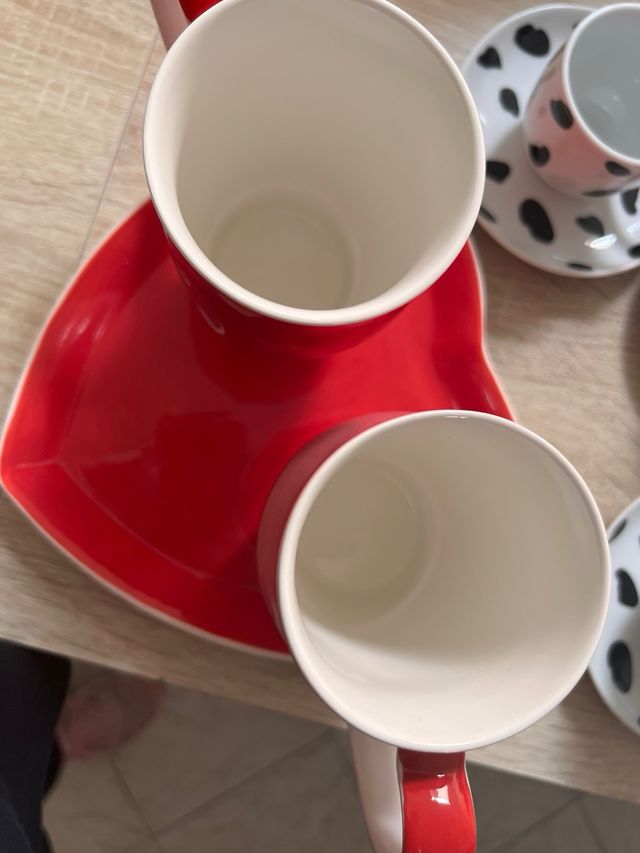 Set 2 Tazze Porcellana Cuore Rosso Rosa