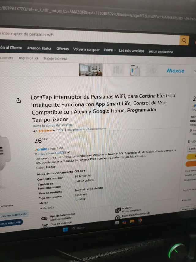 Interruptor persianas Loratap Wifi Blanco