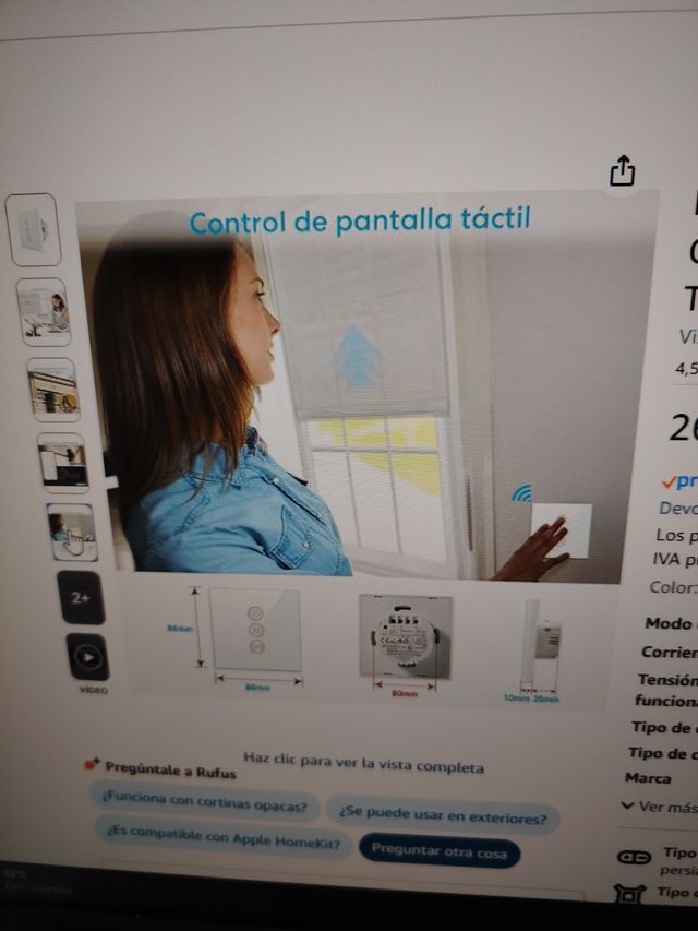 Interruptor persianas Loratap Wifi Blanco