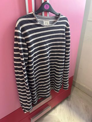 Camiseta de rayas gris y blanca Talla XS