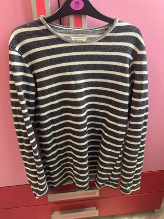 Camiseta de rayas gris y blanca Talla XS