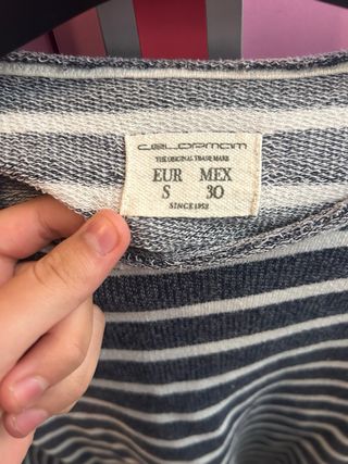 Camiseta de rayas gris y blanca Talla XS
