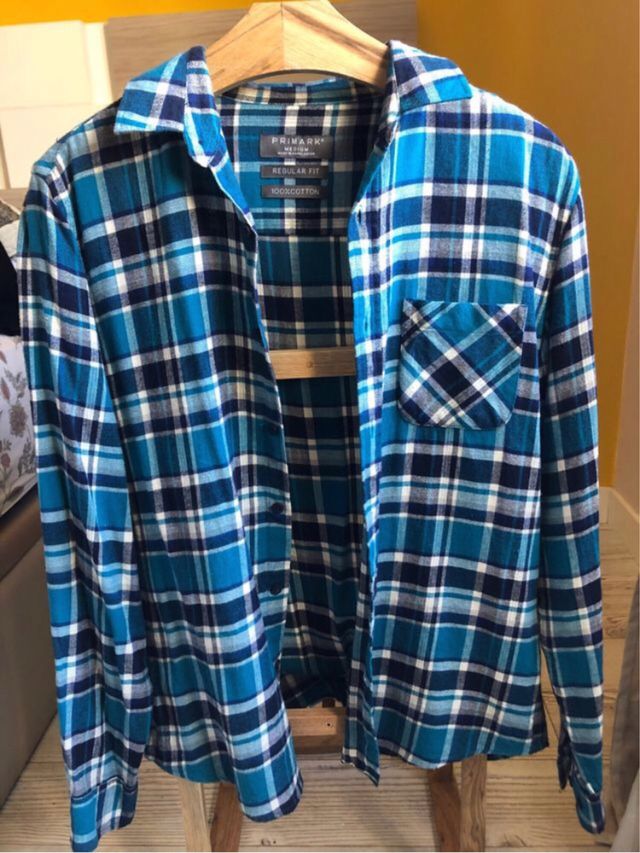 Lote de siete camisas de cuadros hombre