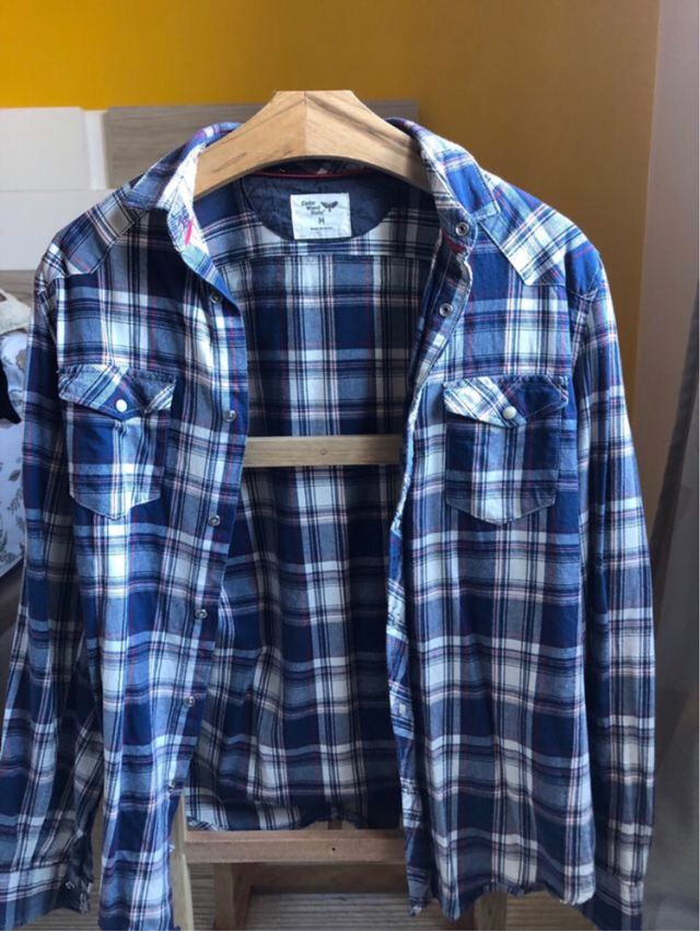 Lote de siete camisas de cuadros hombre