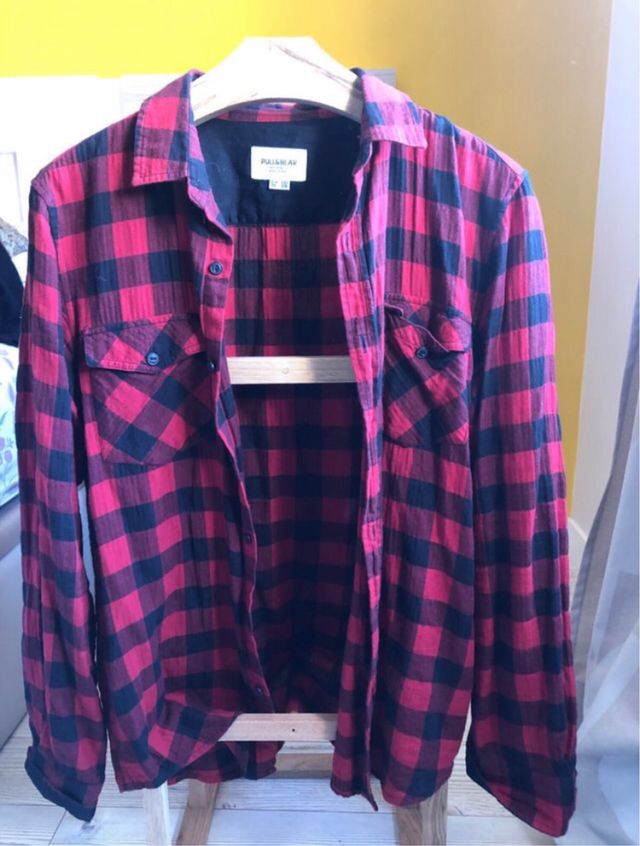 Lote de siete camisas de cuadros hombre