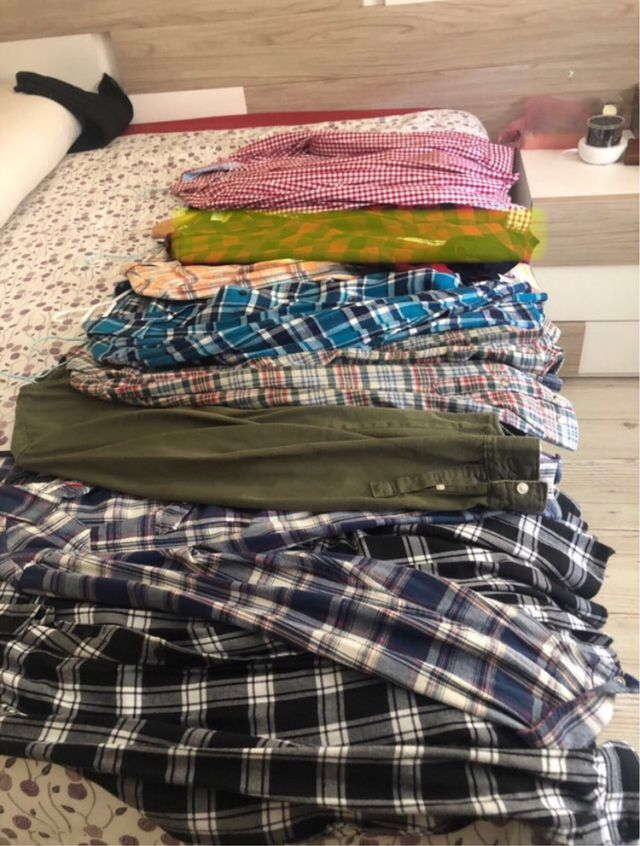 Lote de siete camisas de cuadros hombre