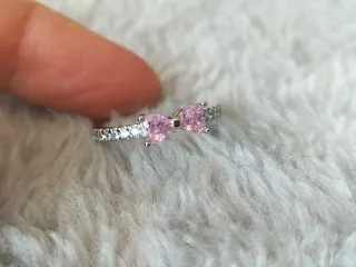 Anillo lazo rosa plata de ley