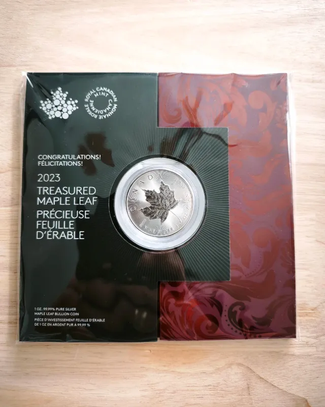 Moneda Plata 1 Oz 9999 Maple Leaf 2023 Felicidades