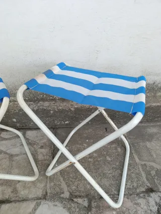 2 Sillas Plegables Rayas Azul y Blanco