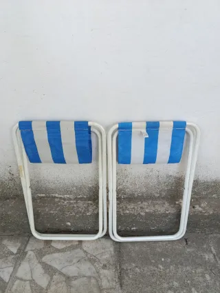 2 Sillas Plegables Rayas Azul y Blanco