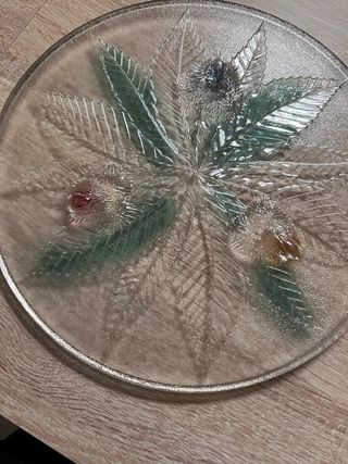 Piatto torta in vetro decorato