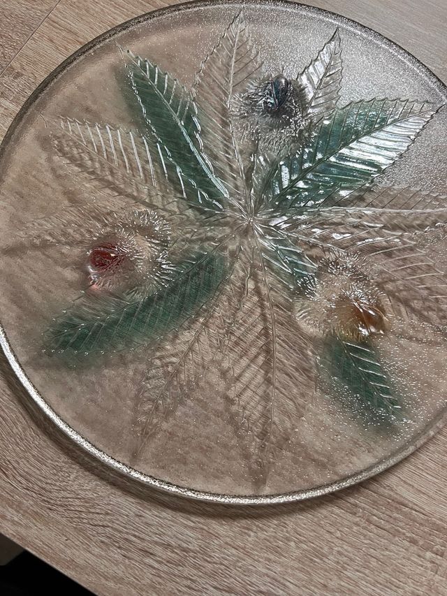 Piatto torta in vetro decorato