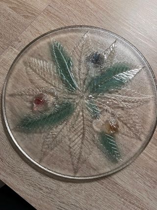 Piatto torta in vetro decorato