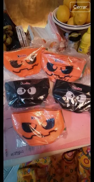 5 Bolsas Halloween Kinder Naranja y Negro