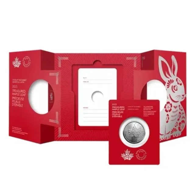 Moneda Plata 1 Oz Maple Leaf 2023 Año del Conejo