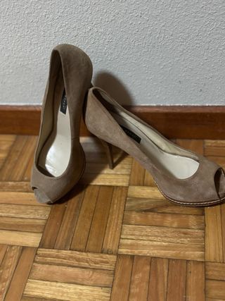 Zapatos tacón 11cm plataforma beige