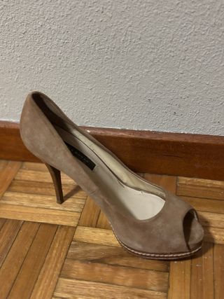 Zapatos tacón 11cm plataforma beige