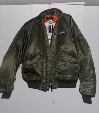 Chaqueta Bomber Schott Verde Naranja