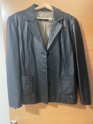 Chaqueta Piel Vintage Mujer Negra