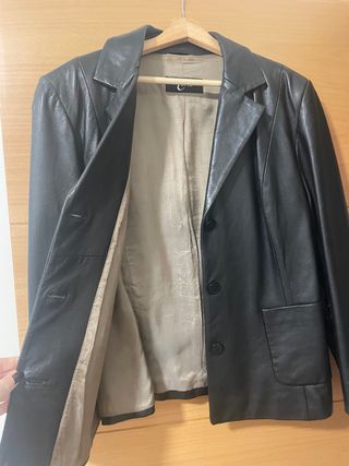 Chaqueta Piel Vintage Mujer Negra
