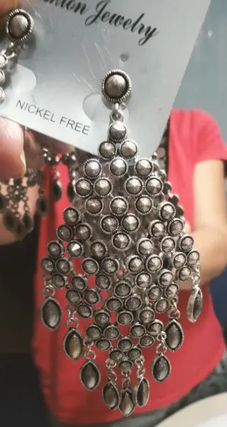 Pendientes Grandes Plateados Fashion Jewelry
