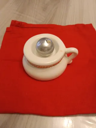 Porta candela decorativo bianco e argento