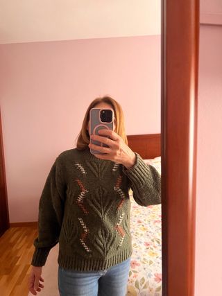 Jersey verde Slowlove con bordados