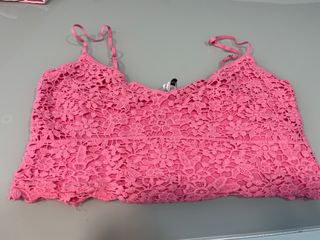 Top rosa encaje escote tirantes