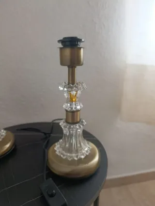 Lámpara de mesa vintage cristal y metal