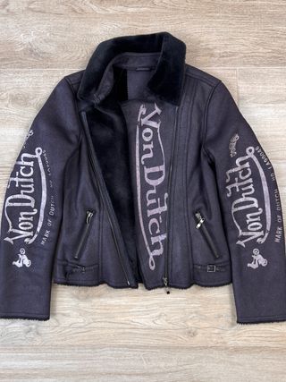 Vintage Von Dutch 00s Faux Fur Pinstripe Moto