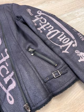 Vintage Von Dutch 00s Faux Fur Pinstripe Moto