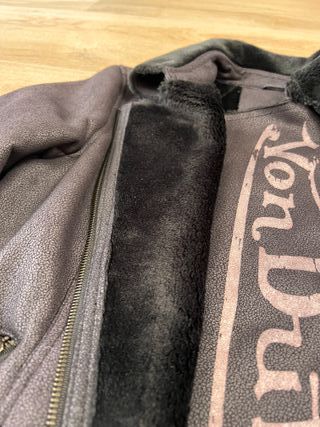 Vintage Von Dutch 00s Faux Fur Pinstripe Moto