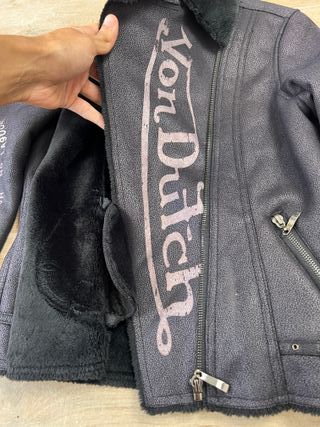 Vintage Von Dutch 00s Faux Fur Pinstripe Moto