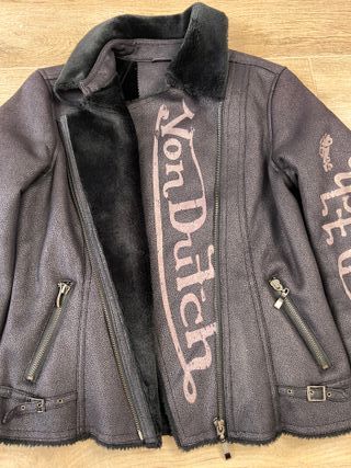 Vintage Von Dutch 00s Faux Fur Pinstripe Moto