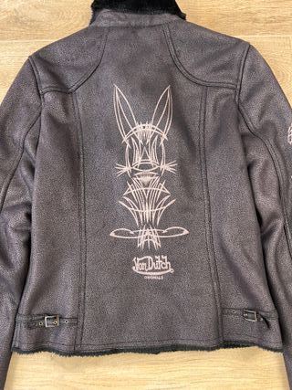 Vintage Von Dutch 00s Faux Fur Pinstripe Moto