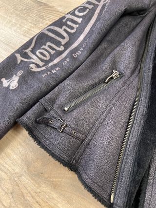 Vintage Von Dutch 00s Faux Fur Pinstripe Moto