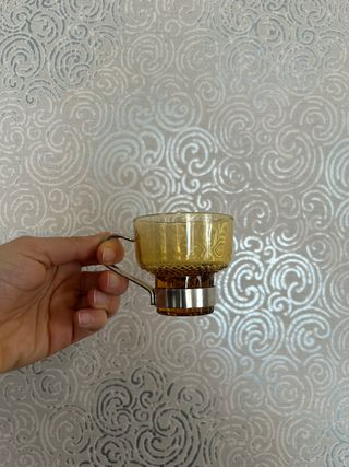 Set di 6 tazze vintage in vetro ambrato anni 50