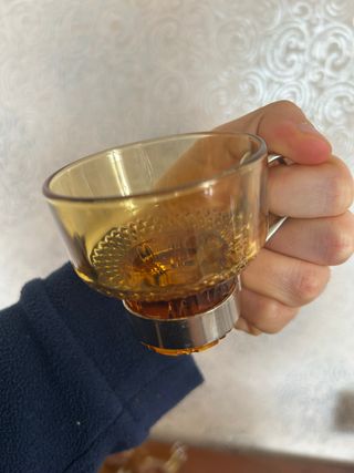 Set di 6 tazze vintage in vetro ambrato anni 50