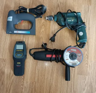 Lote herramientas: taladro, radial, grapadora
