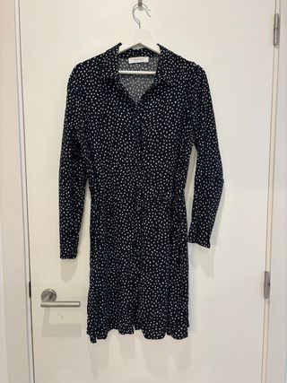 Vestido camisero Promod negro estampado