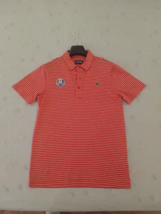 Polo Lacoste Naranja Rayas Blancas T:S