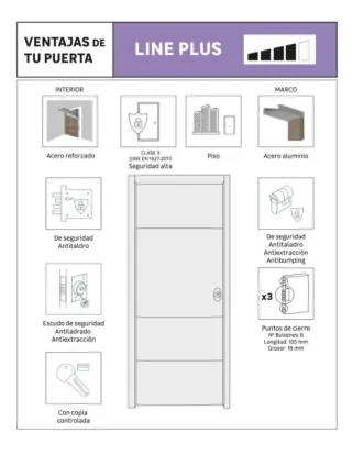Puerta acorazada rústica nogal 89*206 cm