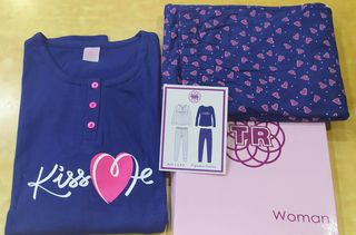 Pigiama donna TR cotone jersey blu navy tg.XL